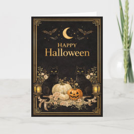 アールデコ ブラックキャッツ ラグジュアリー ハロウィン カード