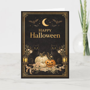 アールデコ ブラックキャッツ ラグジュアリー ハロウィン カード