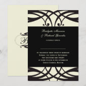 アールデコ ブラッククリーム 結婚式招待状 招待状 (正面/裏面)