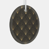 アールデコ：ブラック金ゴールドエレガンス。 ガラスオーナメント (正面右)