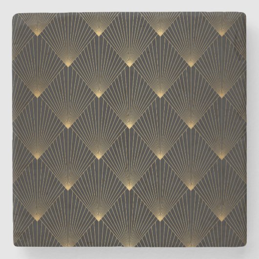 アールデコ：ブラック金ゴールドエレガンス。 ストーンコースター (正面)