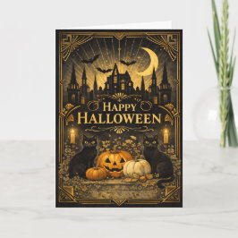 アールデコ ブラック ゴールド ハロウィン カード