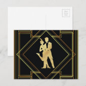 アールデコ ブラック ゴールド フラッパー 1920年代 ポストカード (正面/裏面)