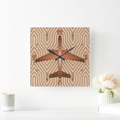 アールデコ、ブロンズ、金ゴールド及び赤褐色 スクエア壁時計 (ホーム)