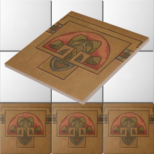 アールデコ、ミッションまたは職人のスタイルフローラフリーズ タイル