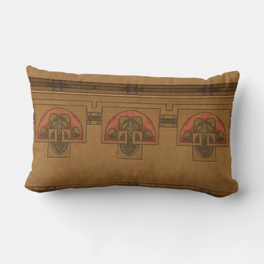 アールデコ、ミッションまたは職人のスタイルフローラフリーズ ランバークッション (裏面)