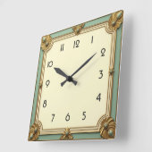 アールデコ ミント スクエア壁時計 (傾斜)