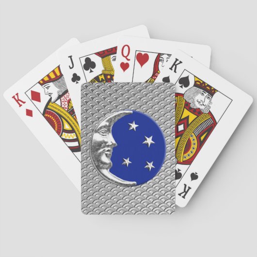 アールデコ・ムーン・アンド・スターズ、コバルト・ブルー・アンド・シルバー トランプ (裏面)