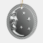 アールデコ・ムーン・スター・イン・ヘマタイトとシルバー セラミックオーナメント (左)