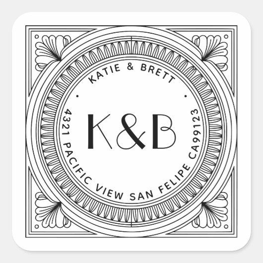 アールデコ リターン アドレス ラベル - カスタム (正面)