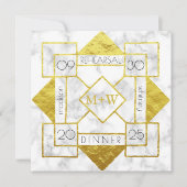 アールデコ·リハーサル·デ結婚ィナーの大理石金箔 招待状 (正面)
