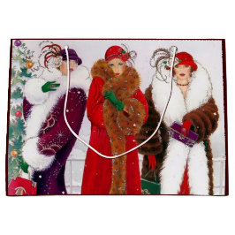 アールデコ・レトロヴィンテージクリスマスレディース ラージペーパーバッグ