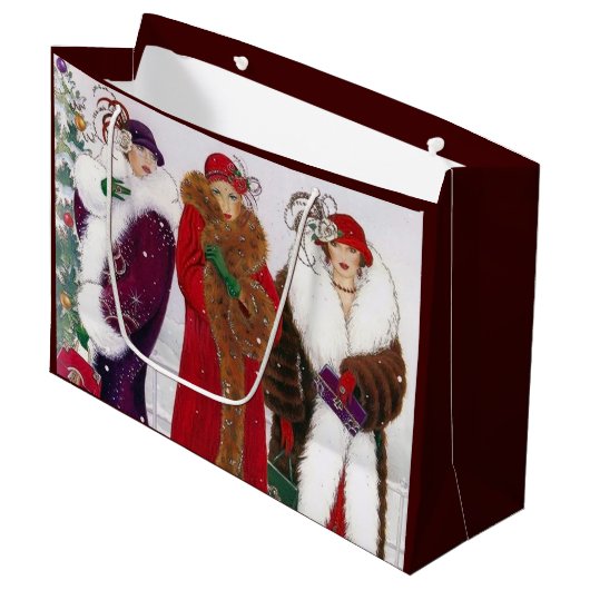 アールデコ・レトロヴィンテージクリスマスレディース ラージペーパーバッグ (正面アングル)