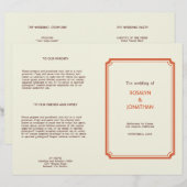 アールデコ・レトロ・オレンジ・ブラウン・ウェディングプログラム (正面/裏面)