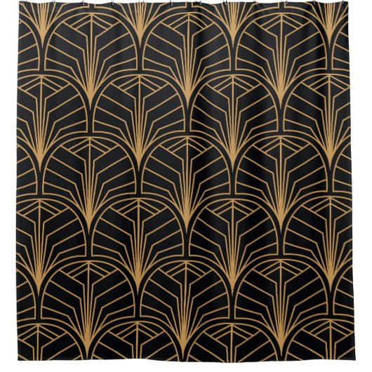 アールデコ、ヴィンテージミニマルパターン。 シャワーカーテン (正面)