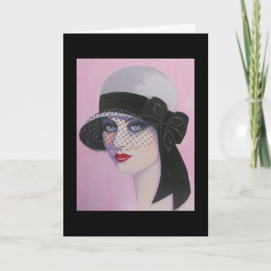 アールデコ、優雅の女性、メッセージカード カード (正面)