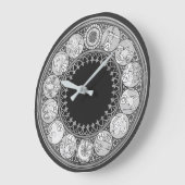 アールデコ〔占星術の〕十二宮図シンボルや象徴|シルバーグレー ラージ壁時計 (傾斜)