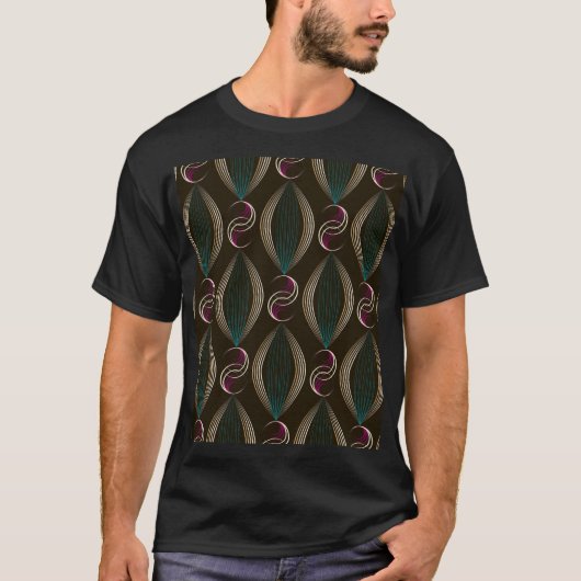 アールデコ:幾何学的ヴィンテージパターン。 Tシャツ (正面)