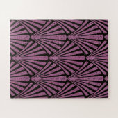 アールデコ，扇形，ピンク，黒，金属，ヴィンテージ, ジグソーパズル (横)