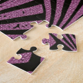 アールデコ，扇形，ピンク，黒，金属，ヴィンテージ, ジグソーパズル (側面)