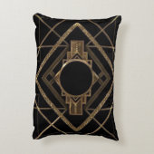 アールデコ，新しい,ヴィンテージ，ブラック，金ゴールド，シック，エレガント, アクセントクッション (裏面(縦))