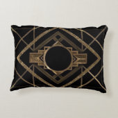 アールデコ，新しい,ヴィンテージ，ブラック，金ゴールド，シック，エレガント, アクセントクッション (裏面)