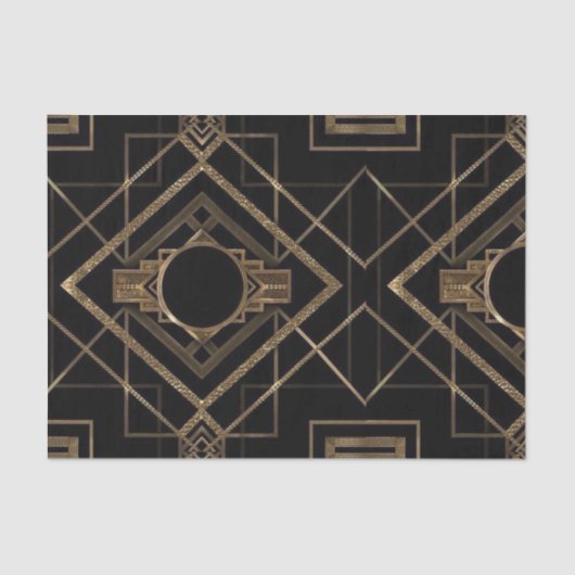アールデコ，新しい,ヴィンテージ，ブラック，金ゴールド，シック，エレガント, 薄葉紙 (正面)