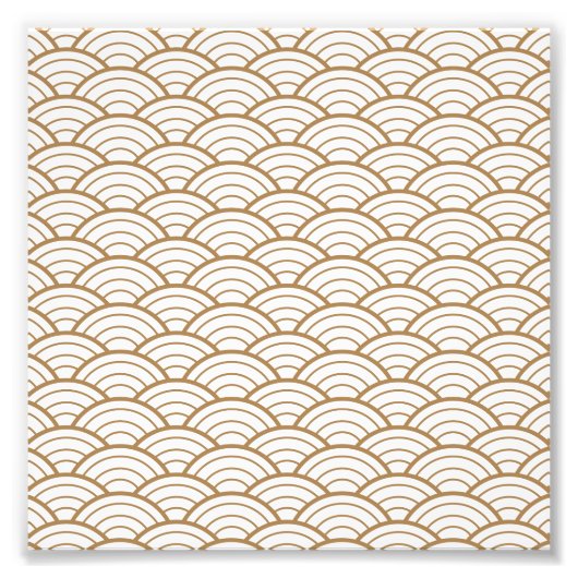 アールデコ,日本のファンパターン,金ゴールド,白,ヴィンテージ, フォトプリント (正面)