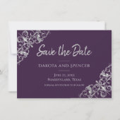 アールデコ |紫と銀のフィリグリー セーブザデート (正面)