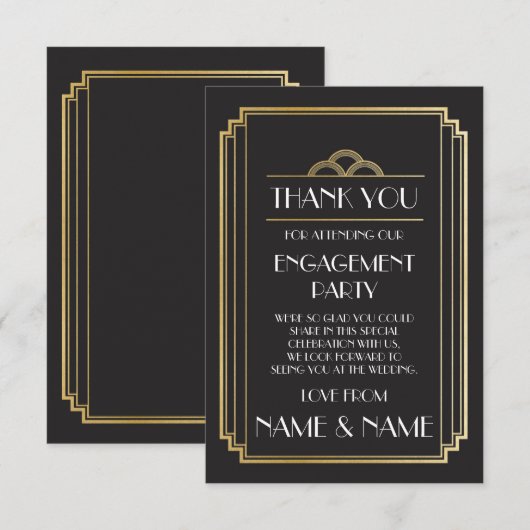 アールデコ 結婚 婚約 お礼 カード (正面/裏面)