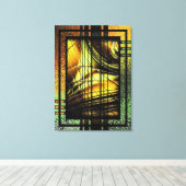 アールデコ(緑と金ゴールド) キャンバスプリント (インサイチュ (ウッドフロア))