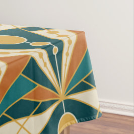 アールデコ(緑、錆び金ゴールド) テーブルクロス