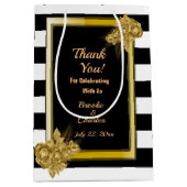 アールデコ、金ゴールドバラ黒ストライプ色 ミディアムペーパーバッグ (正面)