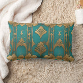 アールデコ(青と金ゴールド) ランバークッション (ブランケット)