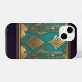 アールデコ(青と金ゴールド) iPhoneケース (裏面横)