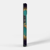 アールデコ(青と金ゴールド) iPhoneケース (右側面)