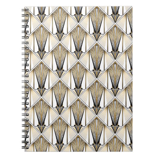 アールデコ、高級金ゴールドモチーフ ノートブック (正面)