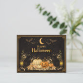 アールデコ 黒猫 高級ハロウィン シーズンポストカード (スタンド正面)