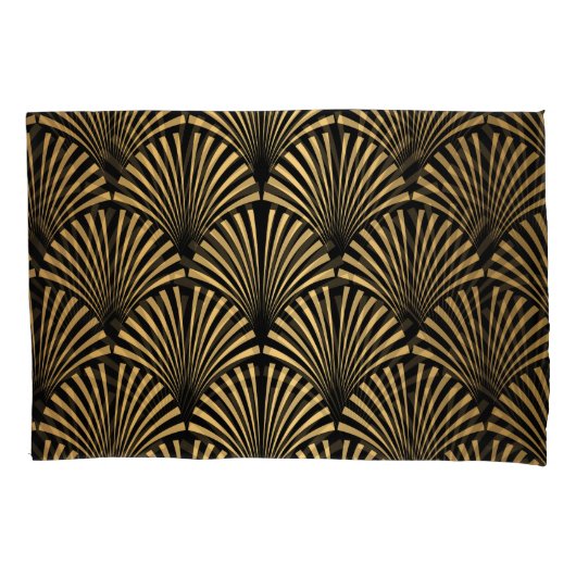 アールデコ:黒金ゴールドはかりで測。 枕カバー (正面)