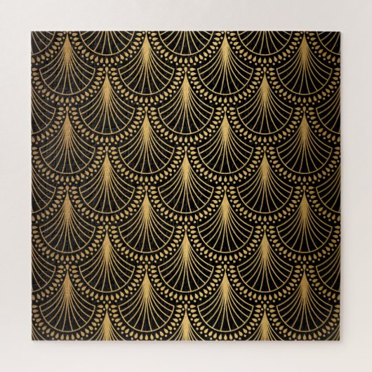 アールデコ、黒金ゴールド、シームレスなパターン。 ジグソーパズル (縦)
