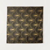 アールデコ、黒金ゴールド、シームレスなパターン。 タペストリー (正面(横))