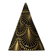 アールデコ、黒金ゴールド、シームレスなパターン。 パーティーハット (右)