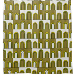 アールデコ、1920年代のレトロ、ヴィンテージグリーン シャワーカーテン