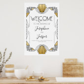 アールデコ 1920年代 白と金のウェルカムサイン ポスター (キッチン)