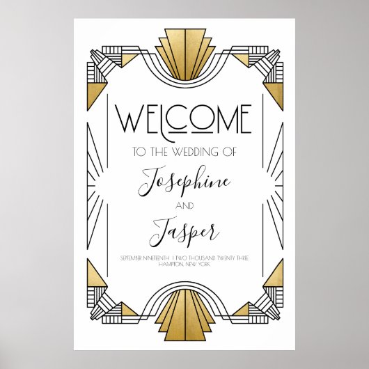 アールデコ 1920年代 白と金のウェルカムサイン ポスター (正面)
