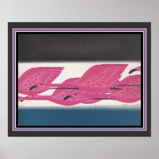 アールデコ「Flamingos in Flight」（1930年） ポスター (正面)