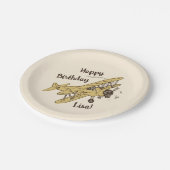 アールデコBi飛行機 – 黄色のハッピーバースデー+名前。 ペーパープレート (アングル)
