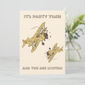 アールデコBi飛行機 – 黄色のパーティー時間なし詳細 招待状 (スタンド正面)