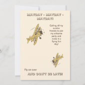 アールデコBi飛行機 – 黄色のパーティー時間なし詳細 招待状 (裏面)