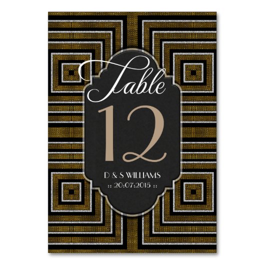 アールデコBronze金ゴールド結婚のテーブル番号カード テーブルナンバー (正面)